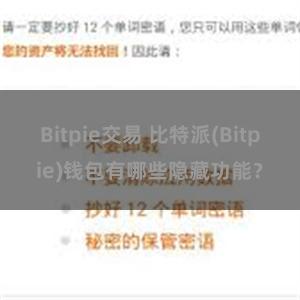 Bitpie交易 比特派(Bitpie)钱包有哪些隐藏功能？