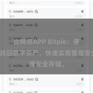 比特派APP Bitpie：便捷下载找回数字资产，快速实现管理安全存储。