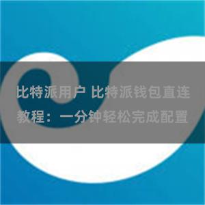 比特派用户 比特派钱包直连教程：一分钟轻松完成配置