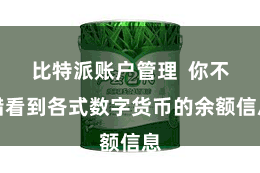 比特派账户管理  你不错看到各式数字货币的余额信息